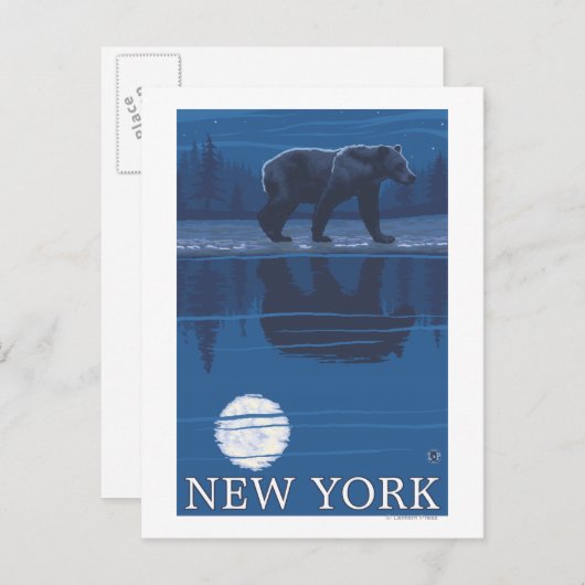 New YorkBear in het moonlight Briefkaart (Voorkant / Achterkant)
