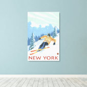 New YorkDownhill Skier Scene Canvas Afdruk (Insitu (Houten vloer))