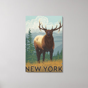 New YorkElk Scene Canvas Afdruk