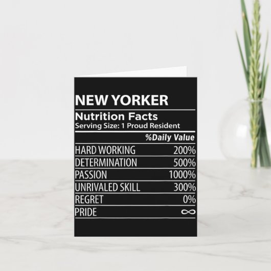 New Yorker Nutrition Facts Funny New York Pride  Kaart (Voorkant)