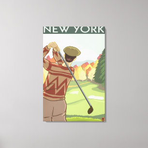 New YorkGolfing Scene Canvas Afdruk