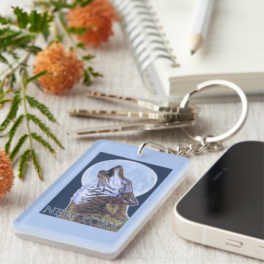 New YorkHowling Wolf Sleutelhanger (Voorkant Rechts)