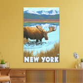 New YorkMoose Drink in Lake Canvas Afdruk (Insitu (Woonkamer))