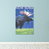 New YorkMoose in de maan Canvas Afdruk (Insitu (Houten vloer))