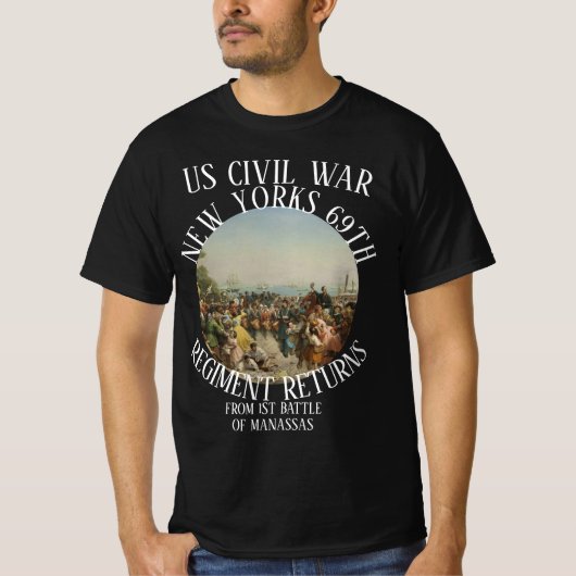 NEW YORKS 69th REGIMENT AMERIKAANSE BURGEROORLOG K T-shirt (Voorkant)