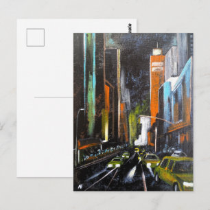 New York's Electric Midnight Schilderij - Alfred F Briefkaart