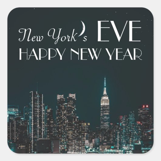 New York's Eve, Happy New Year Vierkante Sticker (Voorkant)