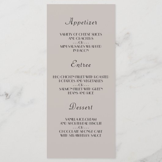 New York's Eve, Nieuwjaarsmenu Menu (Achterkant)