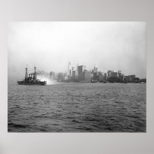 New Yorkse skyline vanuit de haven, 1920. Oude fot Poster (Voorkant)