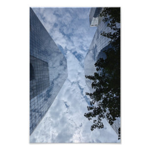 New Yorkse wolkenkrabbers met artistieke wolkenfot Foto Afdruk