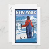 New YorkSkier Admiring Uitzicht Briefkaart (Voorkant / Achterkant)