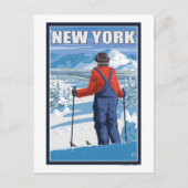 New YorkSkier Admiring Uitzicht Briefkaart (Voorkant)