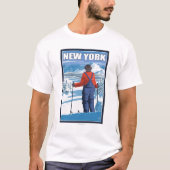 New YorkSkier Admiring Uitzicht T-shirt (Voorkant)