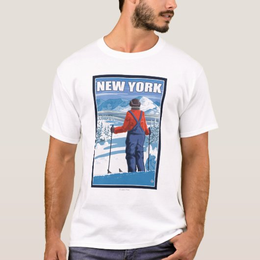 New YorkSkier Admiring Uitzicht T-shirt (Voorkant)