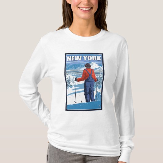 New YorkSkier Admiring Uitzicht T-shirt (Voorkant)