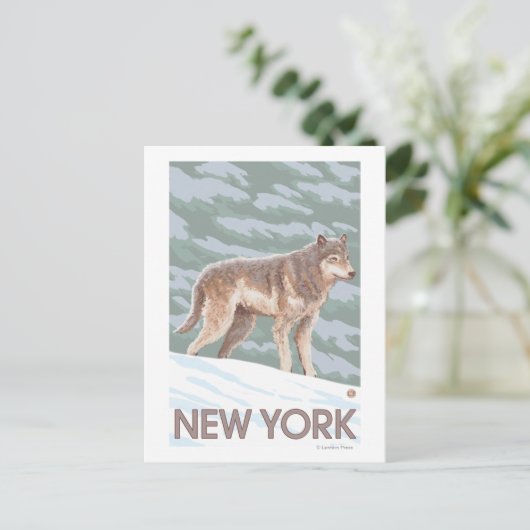 New YorkWolf Scene Briefkaart (Staand voorkant)