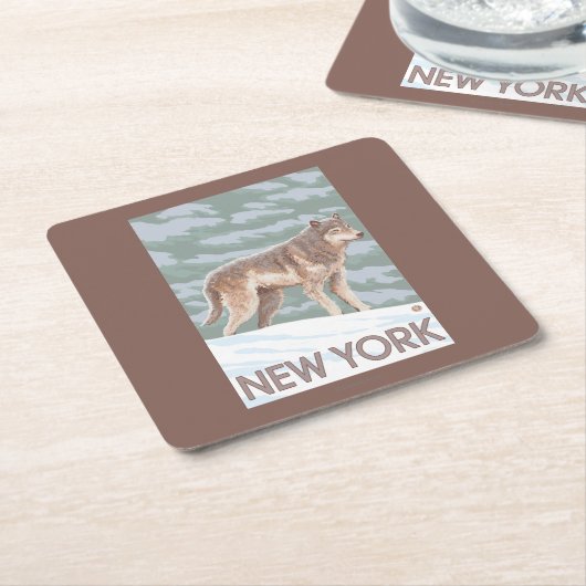 New YorkWolf Scene Kartonnen Onderzetters (Schuin)