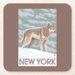 New YorkWolf Scene Kartonnen Onderzetters