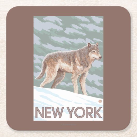 New YorkWolf Scene Kartonnen Onderzetters (Voorkant)