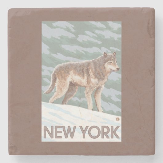 New YorkWolf Scene Stenen Onderzetter (Voorkant)