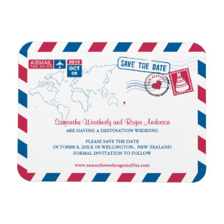 New Zealand Air Mail Wedding Save the Date 3x4 Magneet