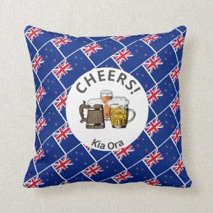 NEW ZEALAND Cartoon 3 Cheers Kia Ora Kussen