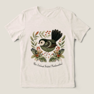 New Zealand Fantail Folk Art Tri-Blend Shirt
