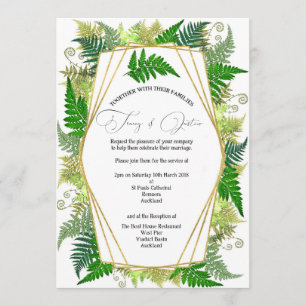 New Zealand Fern Wedding Invitation Kaart