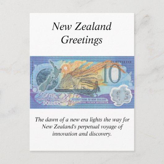 New Zealand Greetings Card - Herdenkingsnota Briefkaart (Voorkant)