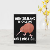 New Zealand Is Calling Kiwi Bird Wildlife Animal  Kaart (Gele Bloem)