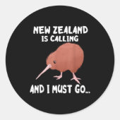 New Zealand Is Calling Kiwi Bird Wildlife Animal  Ronde Sticker (Voorkant)