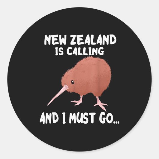 New Zealand Is Calling Kiwi Bird Wildlife Animal  Ronde Sticker (Voorkant)