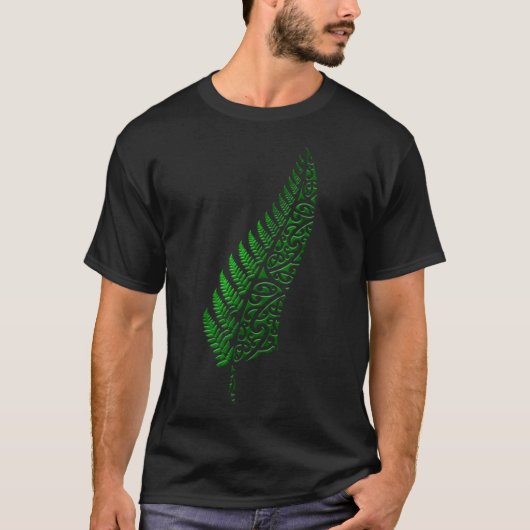 New Zealand Kiwi All Blacks Maori Silver Fern Gree T-shirt (Voorkant)