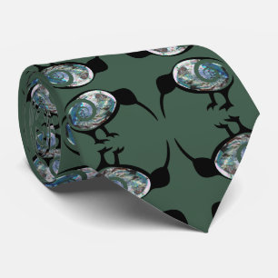 NEW ZEALAND KIWI BIRD BLACK PAUA PATTERN NZ KORU STROPDAS