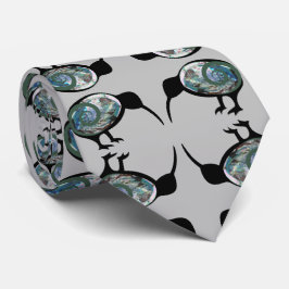 NEW ZEALAND KIWI BIRD BLACK PAUA PATTERN NZ KORU STROPDAS