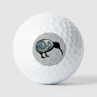 NEW ZEALAND KIWI BIRD PAUA BLACK GREEN FERN KORU GOLFBALLEN