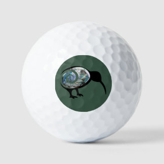 NEW ZEALAND KIWI BIRD PAUA BLACK GREEN FERN KORU GOLFBALLEN
