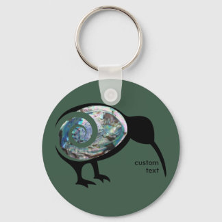 NEW ZEALAND KIWI BIRD PAUA BLACK GREEN FERN KORU SLEUTELHANGER