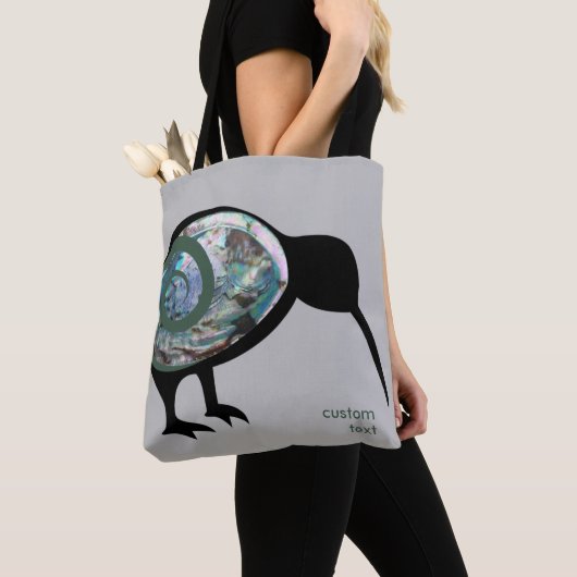 NEW ZEALAND KIWI BIRD PAUA BLACK GREEN FERN KORU TOTE BAG (Dichtbij)