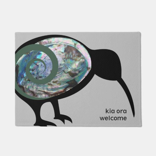NEW ZEALAND KIWI BLACK PAUA FERN KORU KIA ORA NZ DEURMAT (Voorkant)