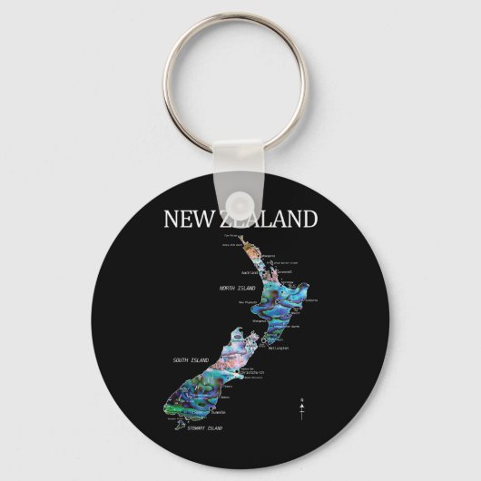 New Zealand Kiwi Detailed Map Sleutelhanger (Voorkant)