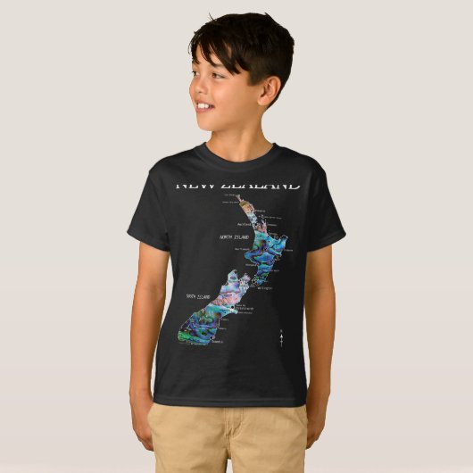 New Zealand Kiwi Detailed Map  T-shirt (Voorkant volledig)