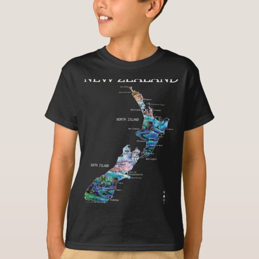 New Zealand Kiwi Detailed Map  T-shirt (Voorkant)