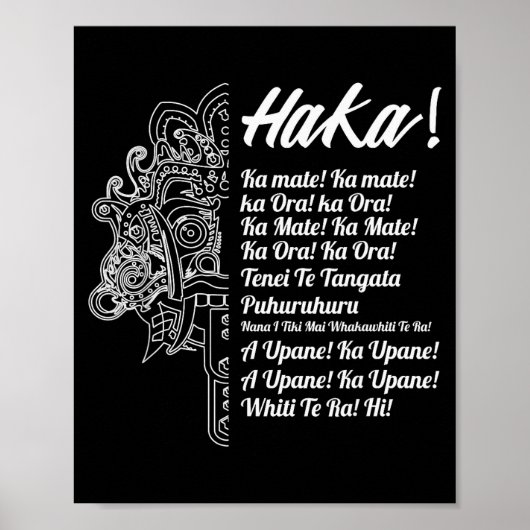 New Zealand Maori Haka - Ka Mate Rugby Tee  Poster (Voorkant)