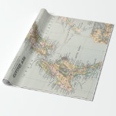 New Zealand Map (1892) New Zealander Cadeaupapier (Uitgerold)