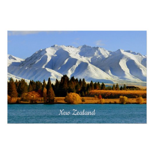 New Zealand Mountain Landscape Perfect Poster (Voorkant)