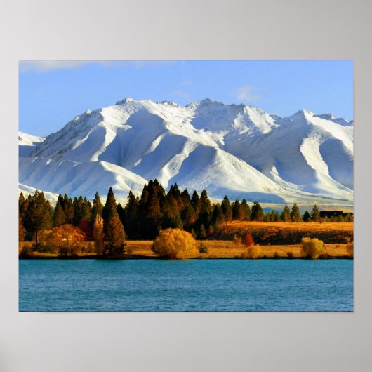 New Zealand Mountain Landscape Poster (Voorkant)