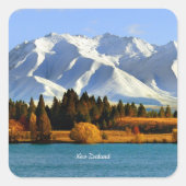 New Zealand Mountain Landscape Vierkante Sticker (Voorkant)