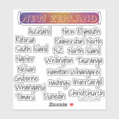 New Zealand Place Names - Towns & Cities Sticker (Vel)