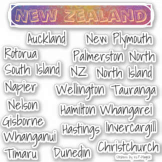 New Zealand Place Names - Towns & Cities Sticker